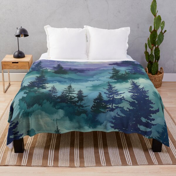 Item preview, Serene Watercolor Forest Night Sky Art designed and sold by solynneart.