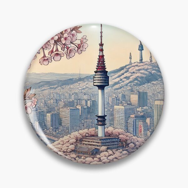 Item preview, Cherry Blossom N Seoul Tower designed and sold by unrealartwork.