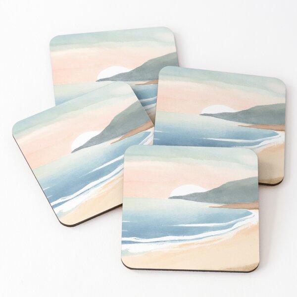 Aperçu de l'œuvre Coucher de soleil sur l'océan à l'aquarelle #1 créée et vendue par DesignByRoseCo.
