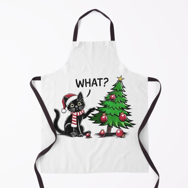 Item preview, Black Cat Pushing Christmas Tree Over Cat What Xmas designed and sold by Frizz-Nie.