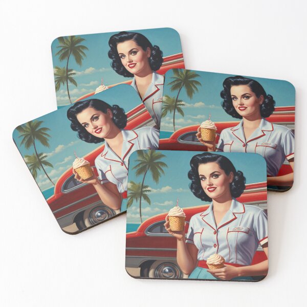 Item preview,  Beautiful server in an American Diner vintage pinup advertising style art designed and sold by Vintage Designs +.