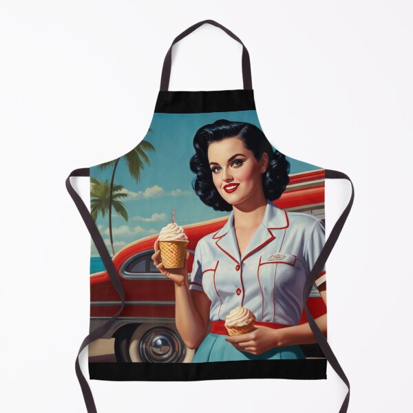 Item preview, Beautiful server in an American Diner vintage pinup advertising style art designed and sold by Vintage Designs +.