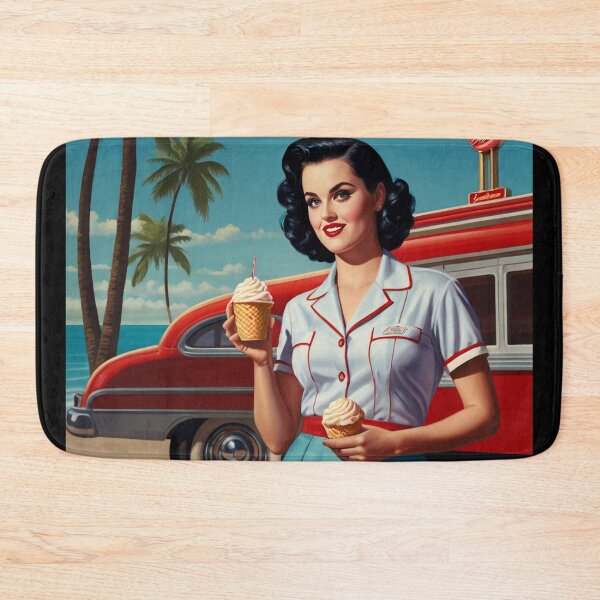 Item preview,  Beautiful server in an American Diner vintage pinup advertising style art designed and sold by Vintage Designs +.