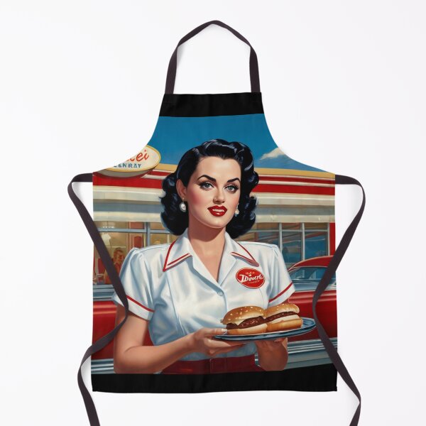Item preview, Beautiful server in an American Diner vintage pinup advertising style art designed and sold by Vintage Designs +.