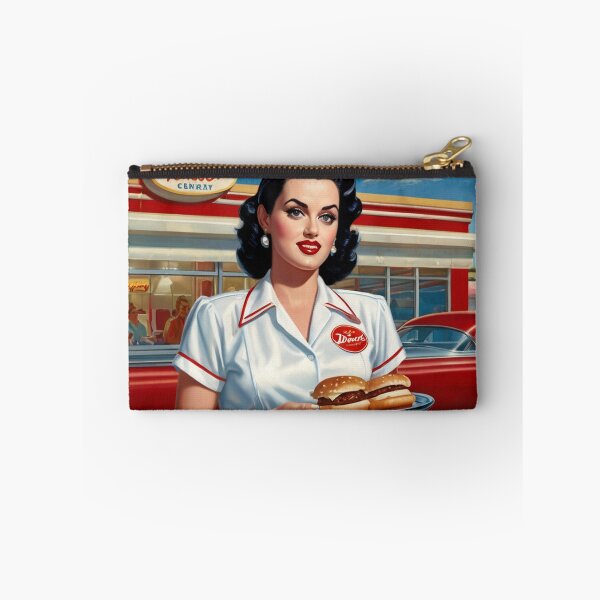 Item preview, Beautiful server in an American Diner vintage pinup advertising style art designed and sold by Vintage Designs +.