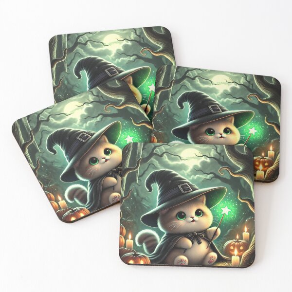 Item preview, Sweet Kitty the wizard prepares for Halloween designed and sold by Purpleflex.