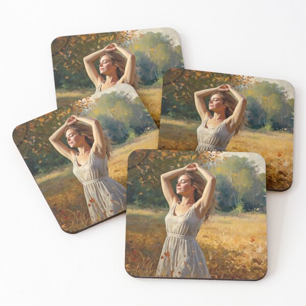 Item preview,  Autumnal fall seasonal art of a beautiful woman standing in a corn field after Bougereau designed and sold by Vintage Designs +.