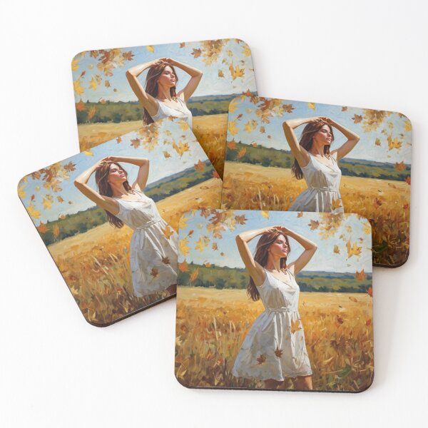 Item preview, Autumnal fall seasonal art of a beautiful woman standing in a corn field after Bougereau designed and sold by Vintage Designs +.