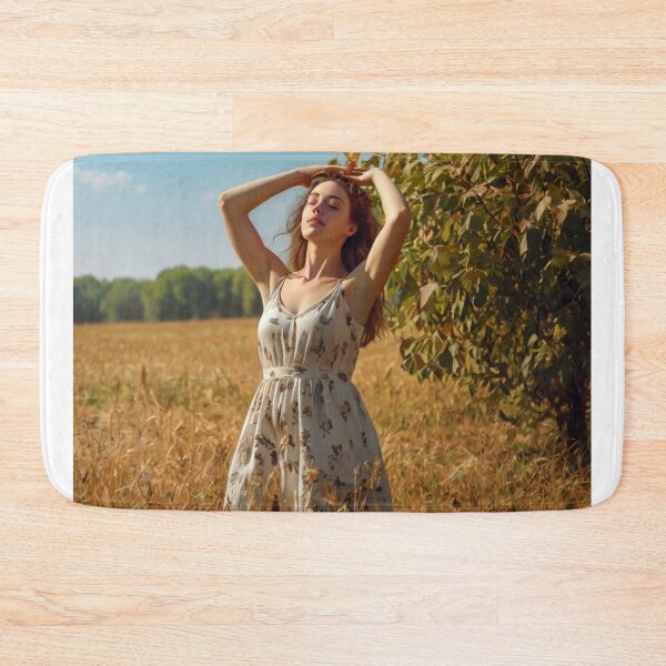Item preview, Autumnal fall seasonal art of a beautiful woman standing in a corn field after Bougereau designed and sold by Vintage Designs +.
