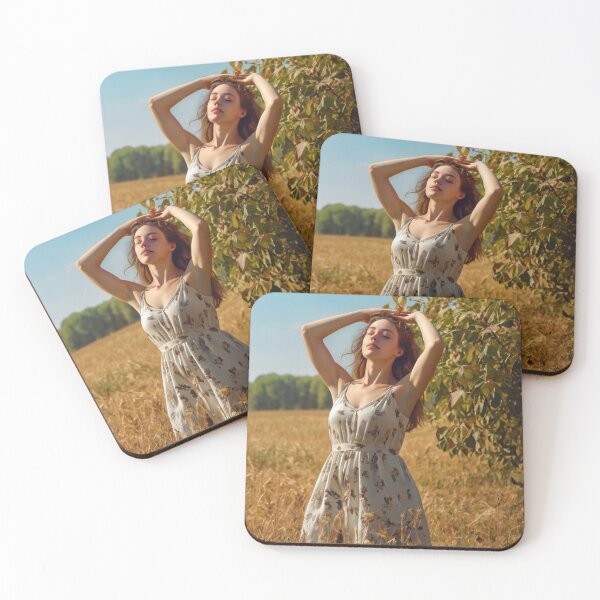 Item preview, Autumnal fall seasonal art of a beautiful woman standing in a corn field after Bougereau designed and sold by Vintage Designs +.