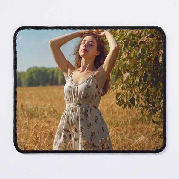 Item preview, Autumnal fall seasonal art of a beautiful woman standing in a corn field after Bougereau designed and sold by Vintage Designs +.