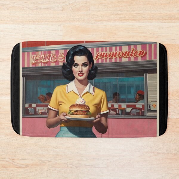 Item preview, Beautiful server in an American Diner vintage pinup advertising style art designed and sold by Vintage Designs +.