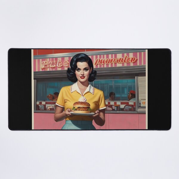 Item preview, Beautiful server in an American Diner vintage pinup advertising style art designed and sold by Vintage Designs +.
