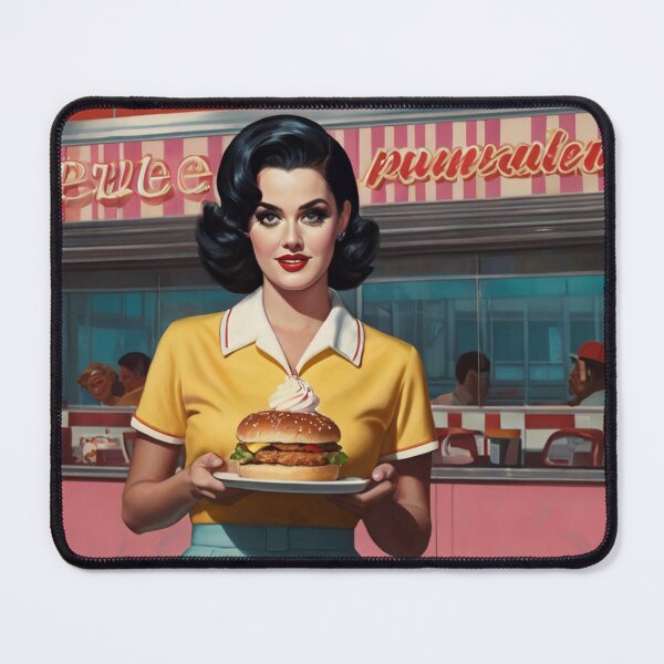 Item preview, Beautiful server in an American Diner vintage pinup advertising style art designed and sold by Vintage Designs +.