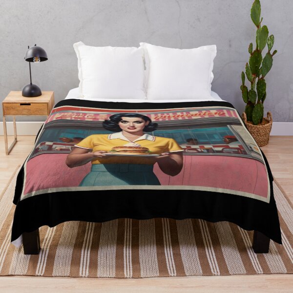 Item preview, Beautiful server in an American Diner vintage pinup advertising style art designed and sold by Vintage Designs +.