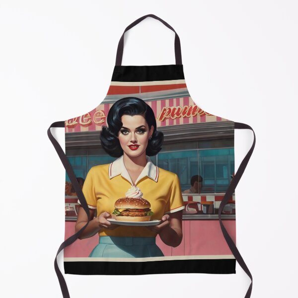 Item preview, Beautiful server in an American Diner vintage pinup advertising style art designed and sold by Vintage Designs +.
