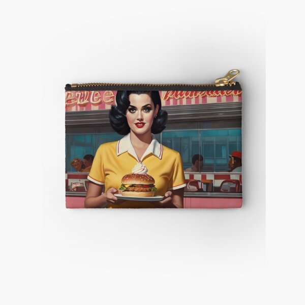 Item preview, Beautiful server in an American Diner vintage pinup advertising style art designed and sold by Vintage Designs +.