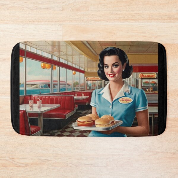 Item preview, Beautiful server in an American Diner vintage pinup advertising style art designed and sold by Vintage Designs +.