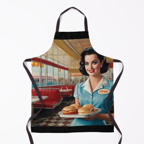 Item preview, Beautiful server in an American Diner vintage pinup advertising style art designed and sold by Vintage Designs +.