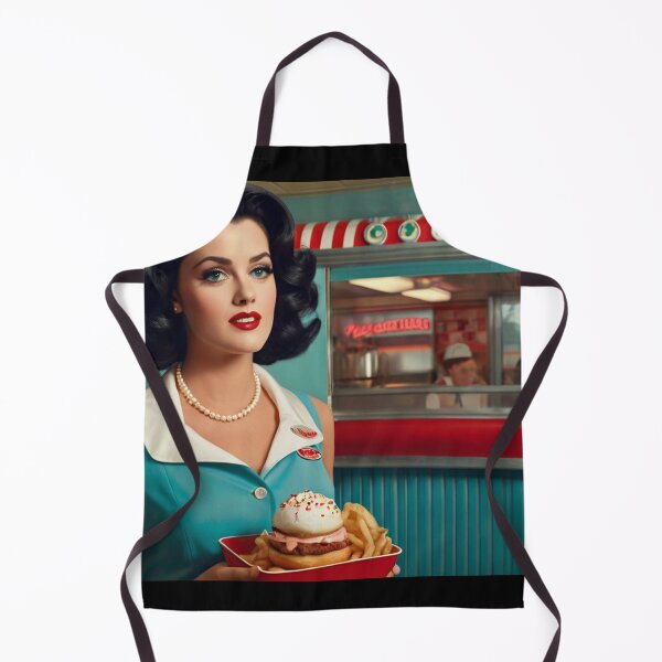 Item preview, Beautiful server in an American Diner vintage pinup advertising style art designed and sold by Vintage Designs +.