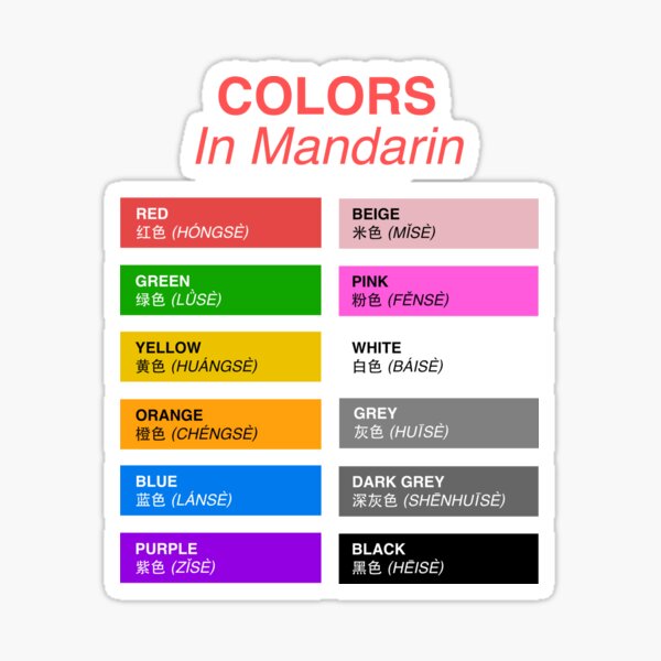 Artikel-Vorschau von Mandarin-Farben - Farben auf Mandarin-Chinesisch, designt und verkauft von HiddenVerb.