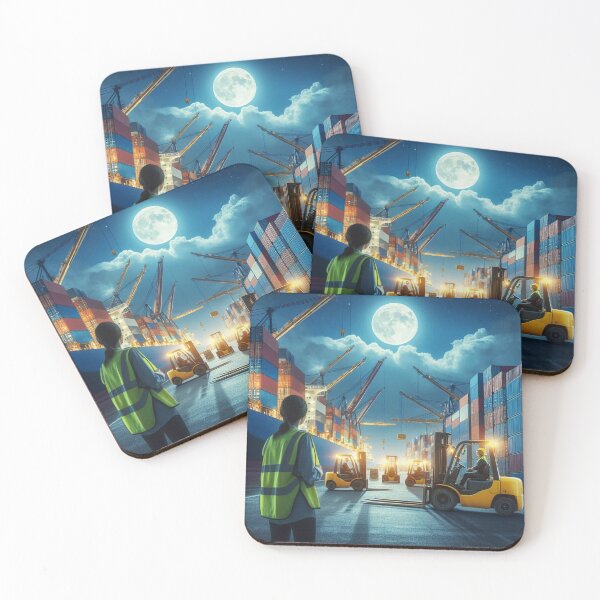 Item preview, Industrial Dockyard at Night designed and sold by crazirious.
