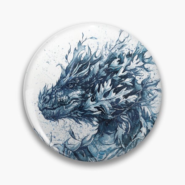 Artikelvorschau, Blauer Drache mit Blättern - Aquarellmalerei entworfen und verkauft von Kostart.