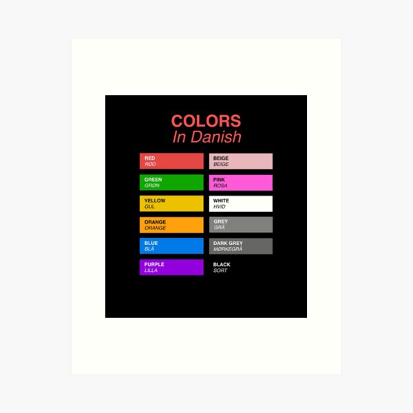 Item preview, Danish Colors - Colors in Danish  designed and sold by HiddenVerb.