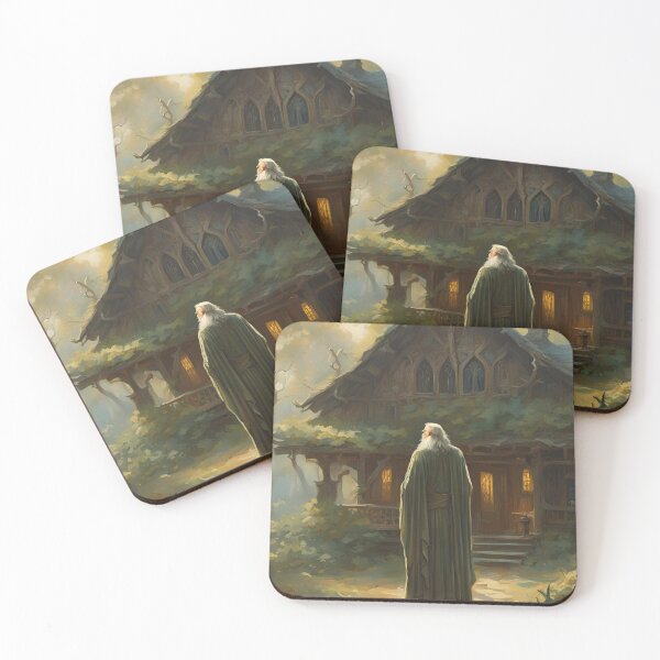 Item preview, Old man next to his home in forest, fantasy art designed and sold by LadyAJohnson.