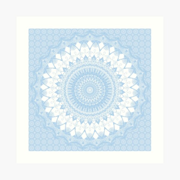 Baby Blue Boho Mandala Art Print