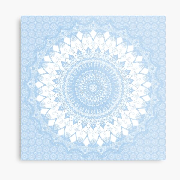 Baby Blue Boho Mandala Metal Print