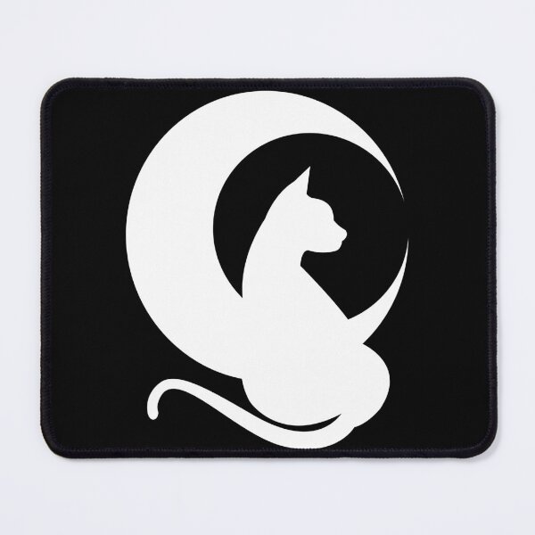 Item preview, beautiful white cat and moon with long tail designed and sold by e-milka.