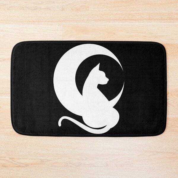 Item preview, beautiful white cat and moon with long tail designed and sold by e-milka.