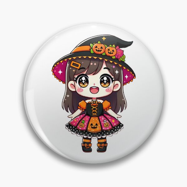 Artikelvorschau, Kawaii Halloween Hexe mit Kürbishut entworfen und verkauft von Chokhdi289shop.