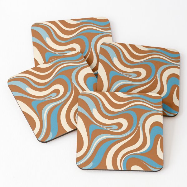 Item preview, Retro Modern,  Wavy Pattern,  Blue, Brown designed and sold by Prints and Lifestyle.
