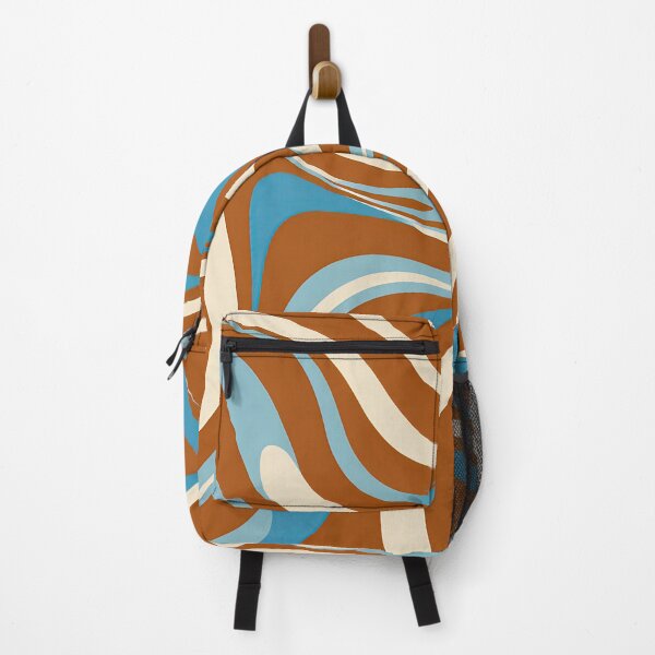 Item preview, Retro Modern, Wavy Pattern, Blue, Brown designed and sold by Prints and Lifestyle.