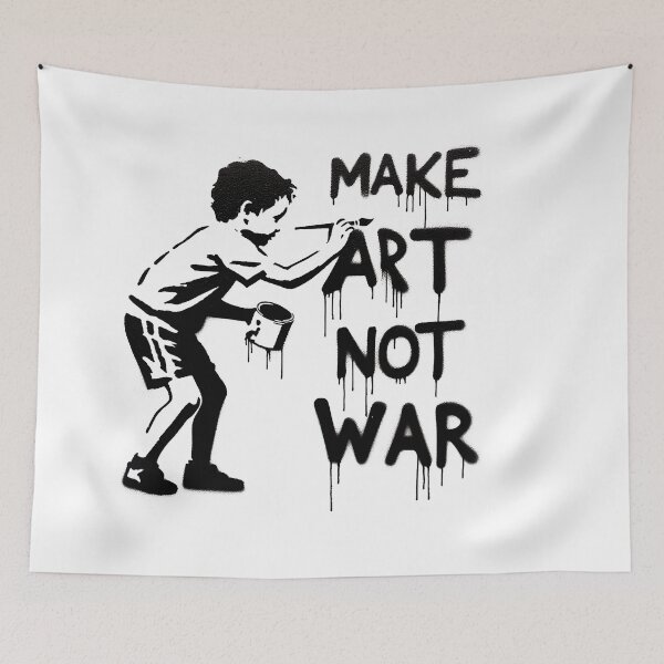 Item preview, Make Art Not War Graffiti Stencil, Banksy inspired designed and sold by EdgyEdgeArt.