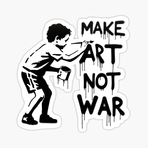 Item preview, Make Art Not War Graffiti Stencil, Banksy inspired designed and sold by EdgyEdgeArt.