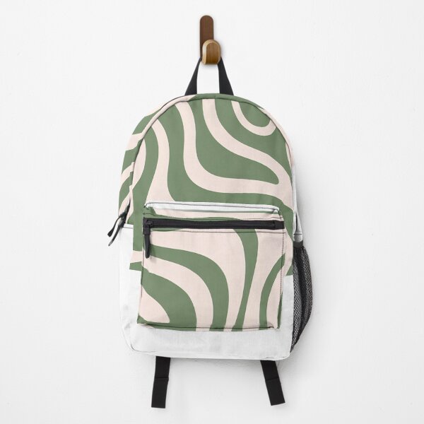 Item preview, Retro Modern Groovy Fluid Wavy Pattern , green, cream designed and sold by Prints and Lifestyle.