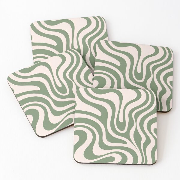 Item preview, Retro Modern Groovy Fluid Wavy Pattern ,  green, cream designed and sold by Prints and Lifestyle.