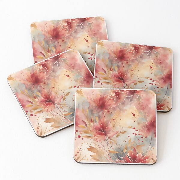 Item preview,  Watercolor Florals Pattern  Gold  Burgundy,  Feminine Romantic Elegant Pattern designed and sold by KolorellaS.