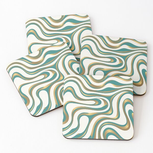 Item preview, Retro Modern Groovy Fluid Wavy Pattern  Gold Green designed and sold by Prints and Lifestyle.