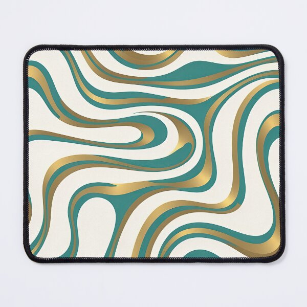 Item preview, Retro Modern Groovy Fluid Wavy Pattern Gold Green designed and sold by Prints and Lifestyle.