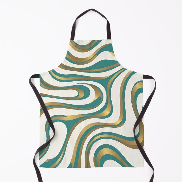 Item preview, Retro Modern Groovy Fluid Wavy Pattern  Gold Green designed and sold by Prints and Lifestyle.