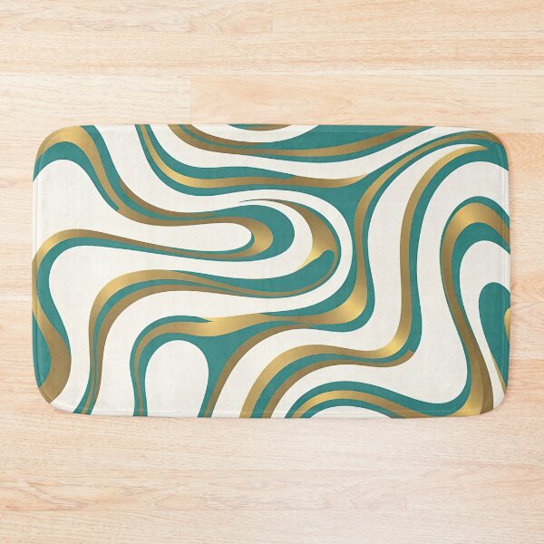 Item preview, Retro Modern Groovy Fluid Wavy Pattern  Gold Green designed and sold by Prints and Lifestyle.