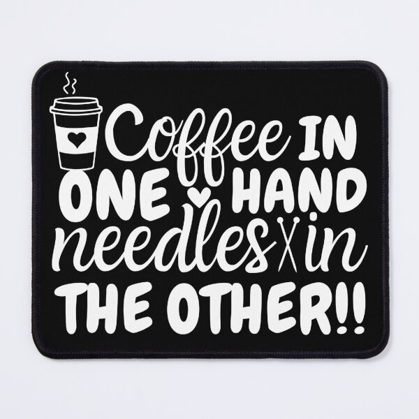 Item preview, Coffee in one hand, needles in the other designed and sold by EvergreenWhimsy.