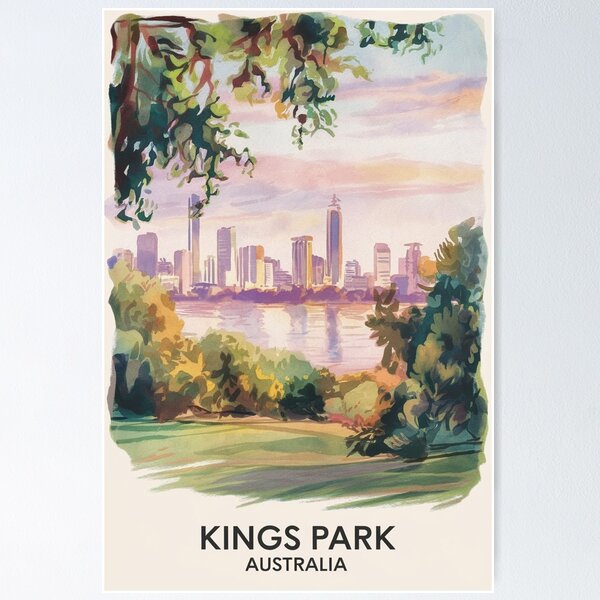 Item preview, Perth Vintage Travel Poster designed and sold by TravelerRat.