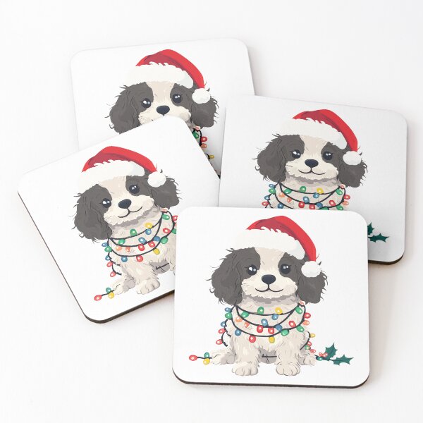 Item preview, Cavapoo Oodle Doodle Christmas Dog - Black and White designed and sold by wotsthis.