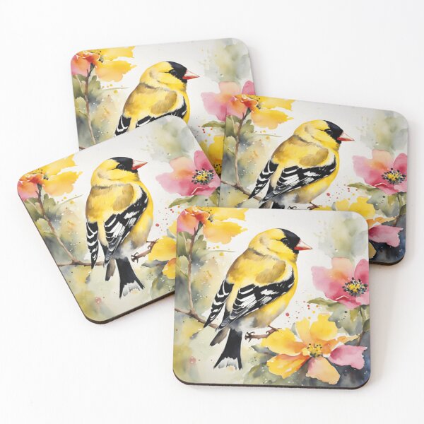 Item preview, Charming Goldfinch Among Cherry Blossoms designed and sold by WaterBirdArt.