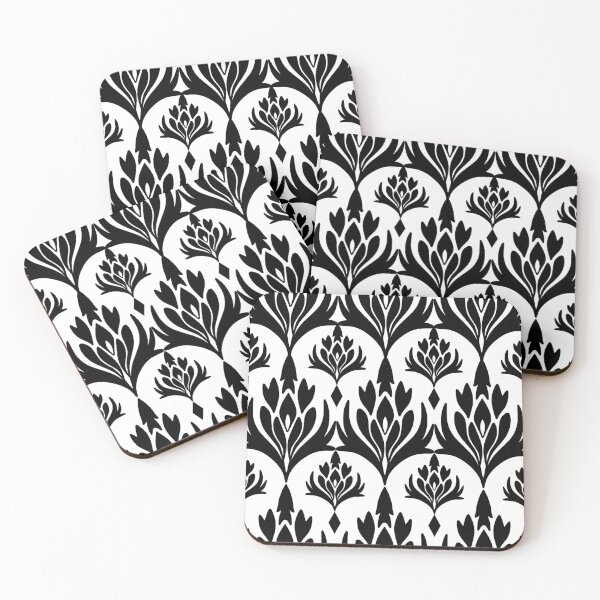 Item preview, Floral damask pattern design black and white designed and sold by warangdesign.